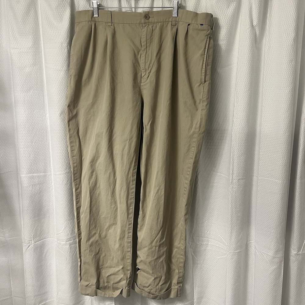 Polo Ralph Lauren Pants Mens 38x32 Khaki Hammond Pleated Chino Cuffed READ